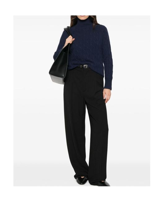 Marella Blue High-Neck Knit Sweater