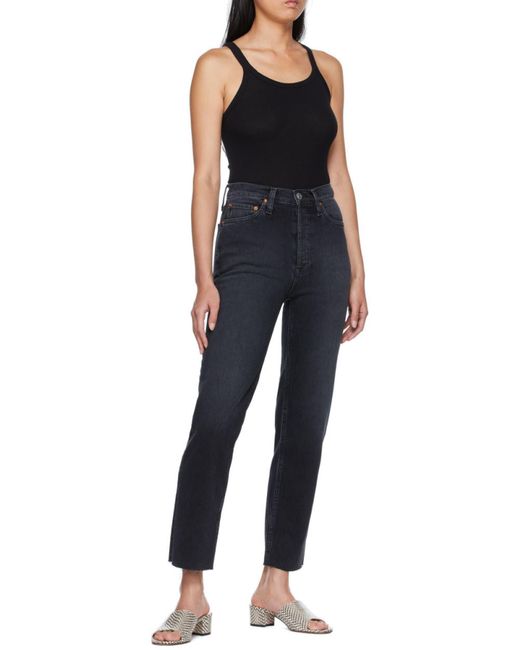 Re/done Black 70S Stove Pipe Jeans
