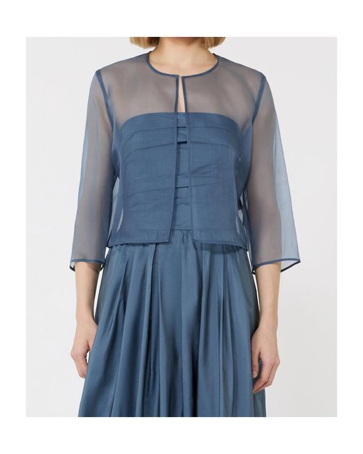 Max Mara Blue Silk Organza Cropped Jacket