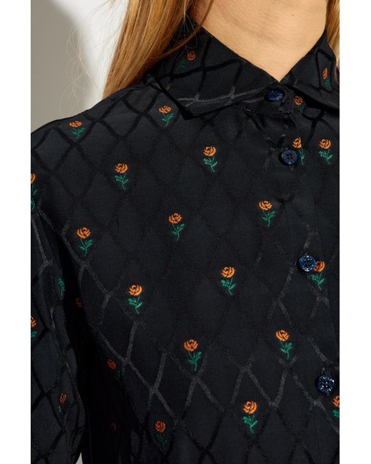 Etro Blue Floral Embroidered Shirt