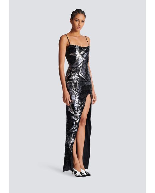 Balmain Black Embroidered Maxi Dress