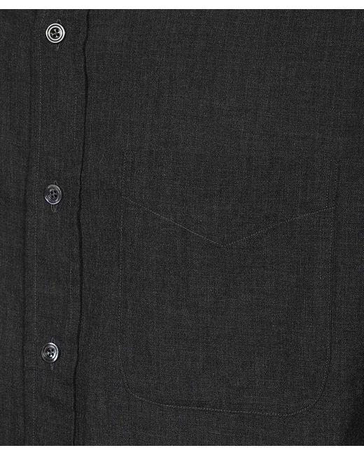 Tom Ford Black Lapel Long-Sleeved Shirt for men