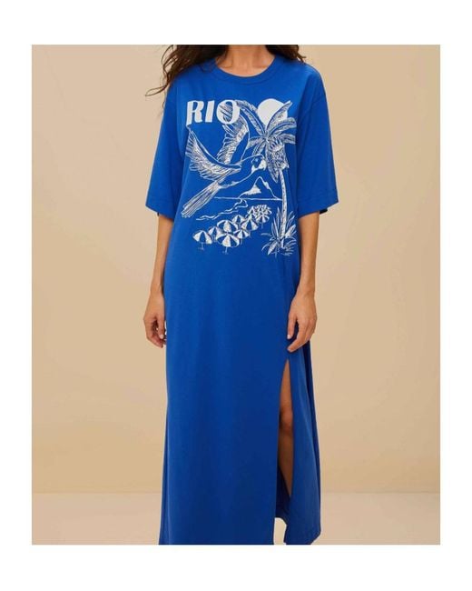 Farm Rio Blue Rio Organic Cotton Maxi Dress