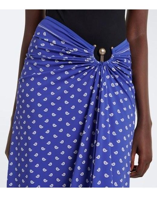 Christopher Esber Blue Ruched Orbit Bandana Maxi Skirt
