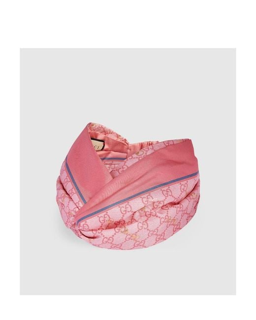 Gucci Pink Gg Horsebit Silk Headband