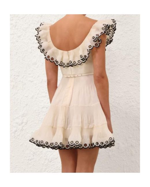 Zimmermann Natural Mini Dress With Ruffles
