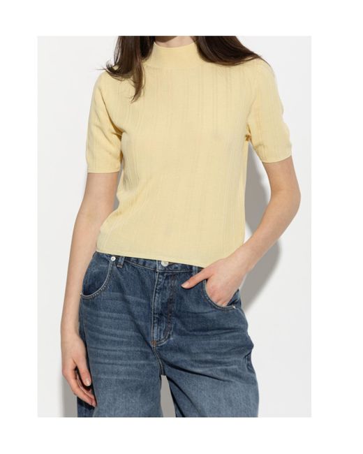 Officine Generale White Laya Ribbed Short-Sleeve T-Shirt