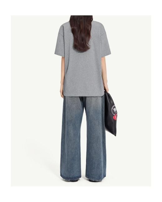 MM6 by Maison Margiela Gray Logo Patch Oversized T-Shirt