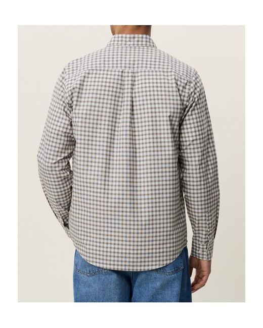 Les Deux Gray Check-Pattern Button-Down Shirt for men
