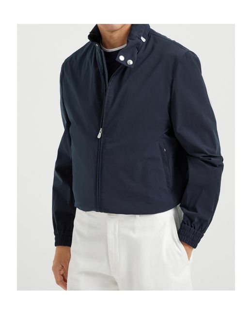 Brunello Cucinelli Blue Water-Resistant Bomber Jacket for men