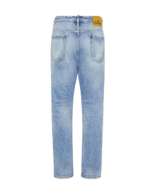 DSquared² Blue Straight Leg Logo Patch Jeans for men
