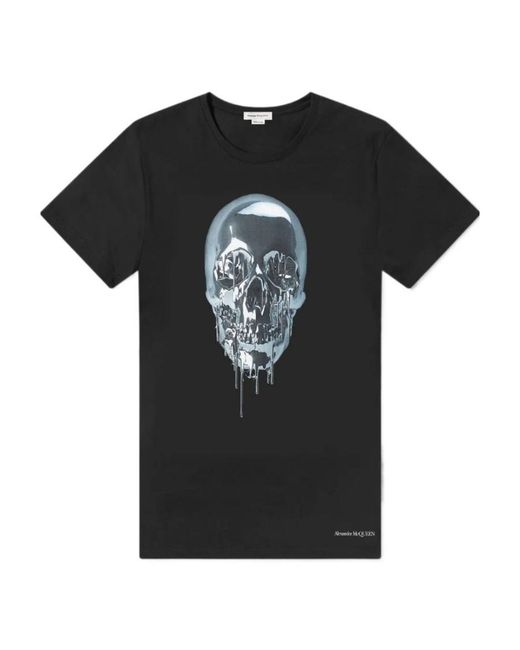 McQueen Black T-Shirt With Round Neck And Short Sleeves for men
