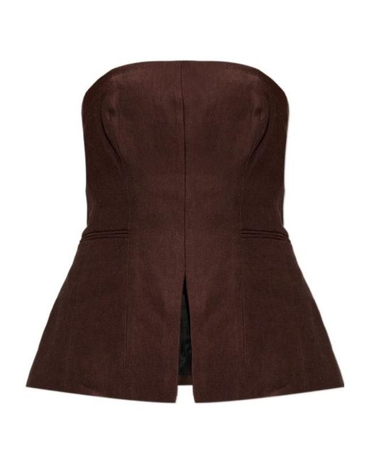 AllSaints Brown Off-Shoulder Top