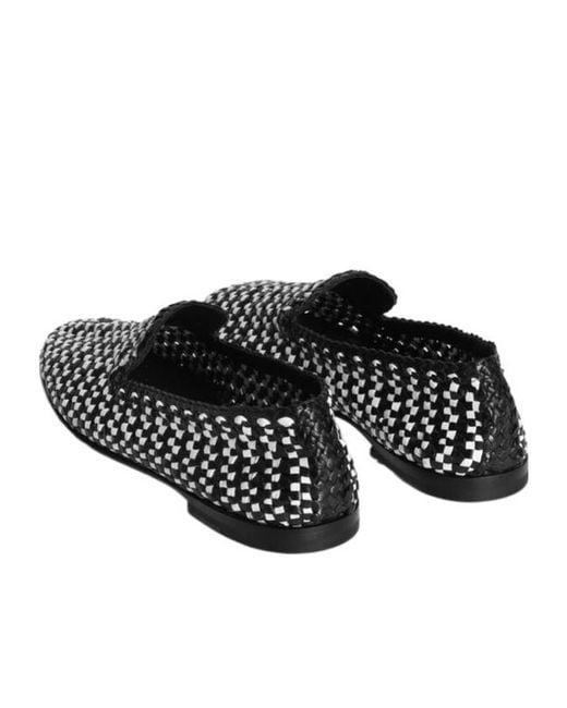 Dolce & Gabbana Black Woven Leather Slippers for men