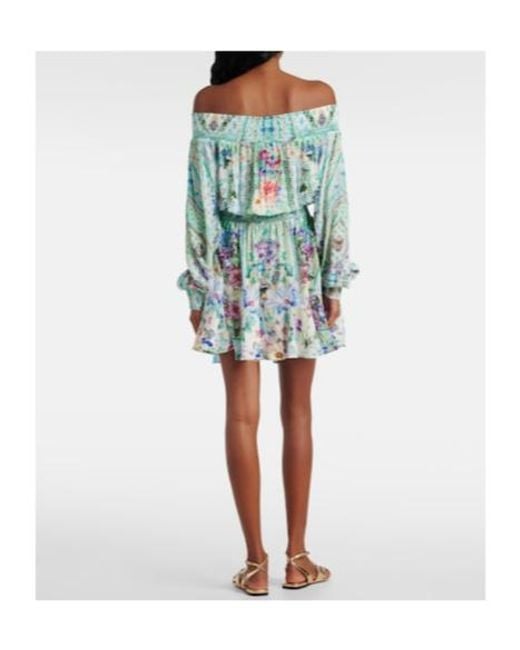 Camilla Blue Crystal-Embellished Silk Minidress