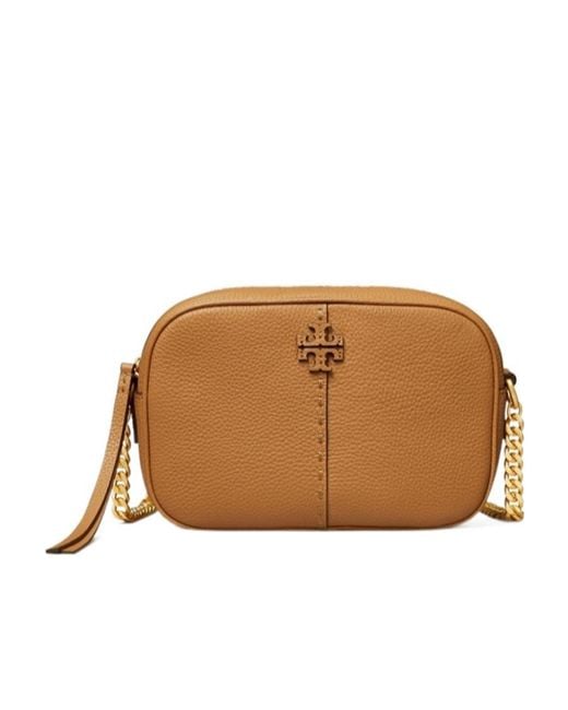 Tory Burch Brown Mcgraw Logo Patch Camera Bag