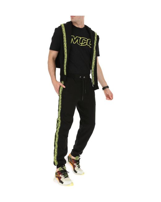 McQ Alexander McQueen Black Logo Side Striped Sweatpants for men
