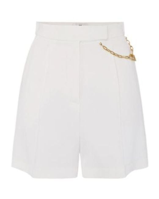 Elisabetta Franchi White Chained Detailed Pleated Shorts