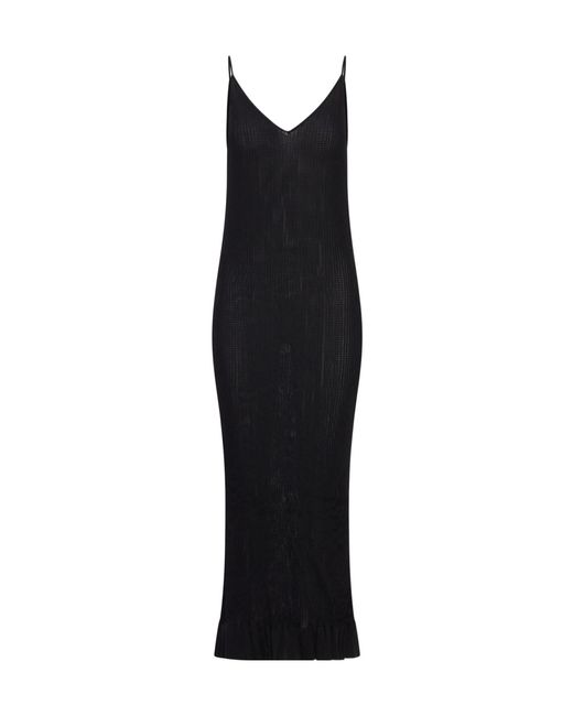 Jil Sander Black Dress With Ruffles