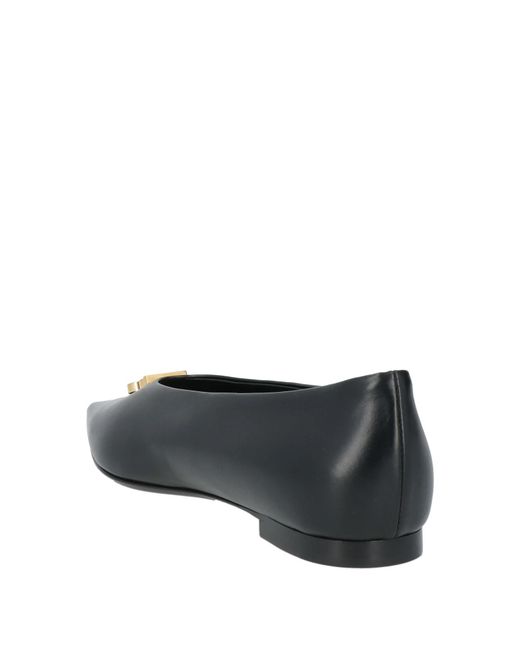 Burberry Black Minimalist Leather Ballet Flats