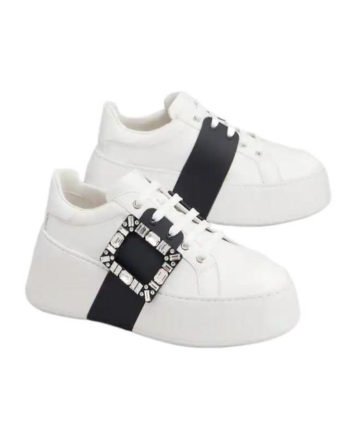 Roger Vivier White Viv' Skate Embellished Sneakers