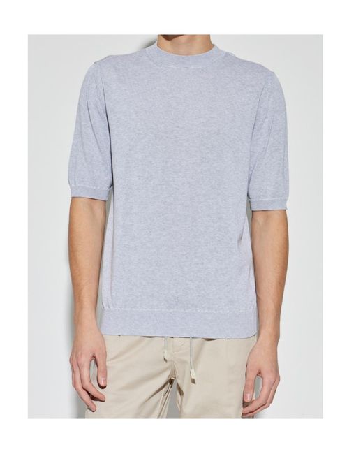 Eleventy Blue Short-Sleeved Crewneck Knitted Jumper for men