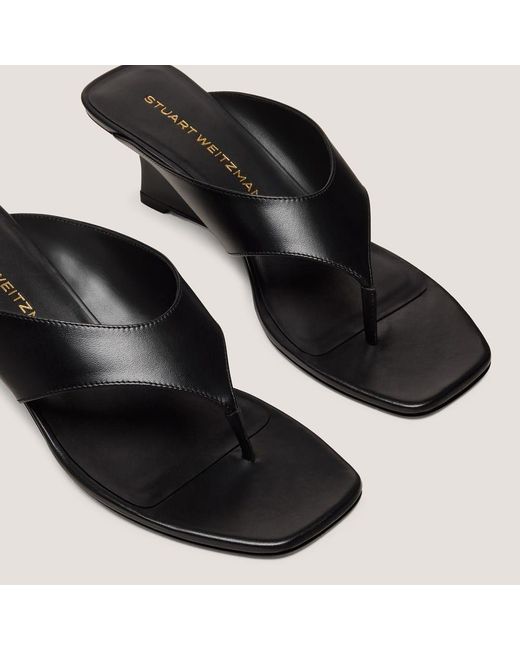 Stuart Weitzman Black Vinnie Wedge Thong 50
