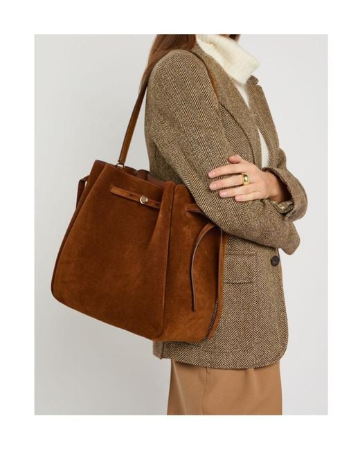 Tory Burch Brown Romy Large Suede Bucket Bag