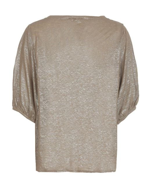 Herno Gray Neckline Bat-Sleeved Top