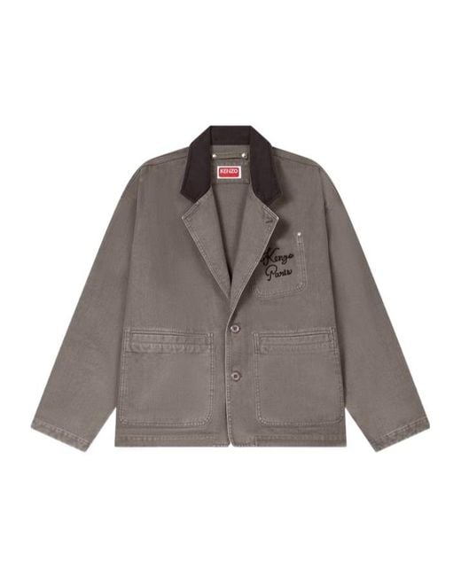 KENZO Brown Paris Chainstitch' Workwear Jacket for men