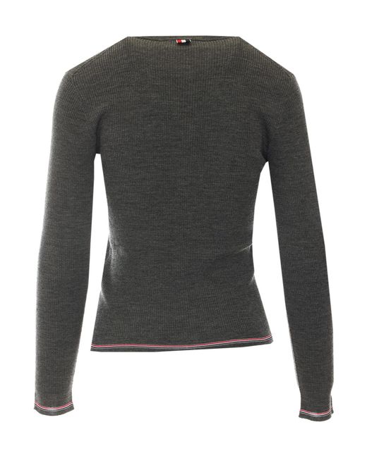 Thom Browne Black Rib-Stitch Wool Cardigan