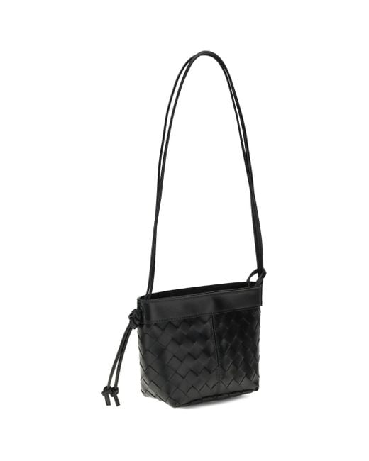 Bottega Veneta Black Intrecciato Strapped Shoulder Bag