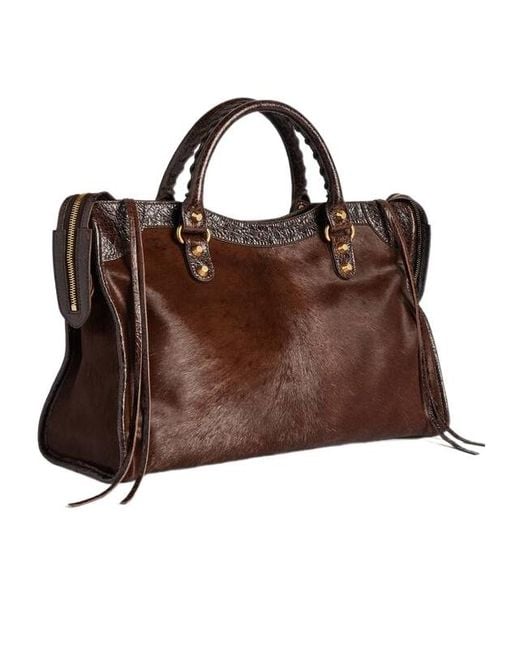 Balenciaga Brown Classic Studded Tote Bag