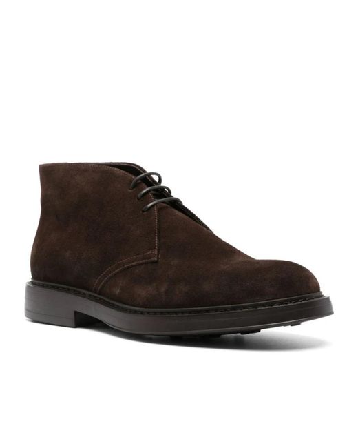 Doucal's Brown Round Toe Lace-Up Boots for men