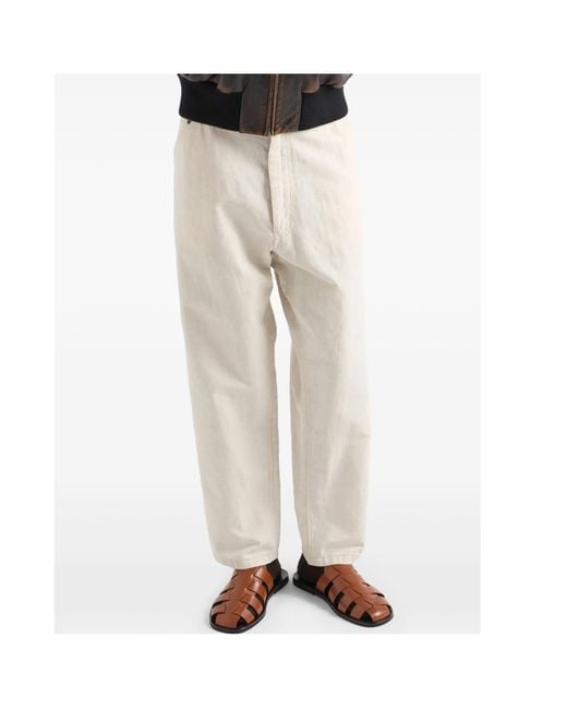 Prada White Chambray Triangle-Logo Pants for men