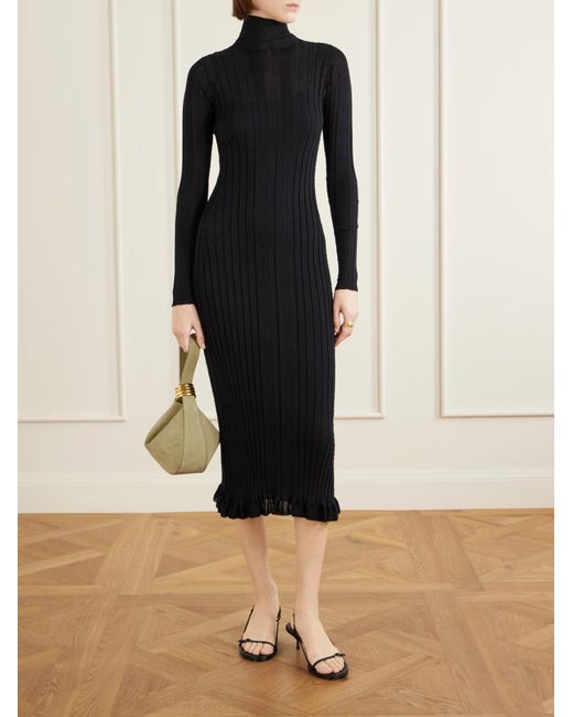 Proenza Schouler Black Monet Ribbed Knit Dress