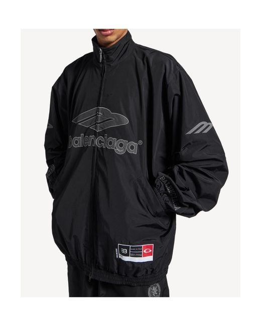 Balenciaga Black Cotton-Blend 3B Logo Oversized Jacket for men