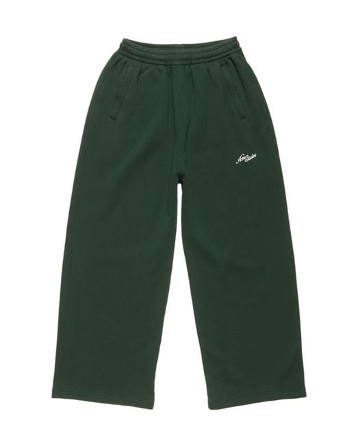 Acne Green Fleece Logo Sweatpants for men