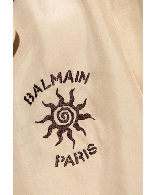 Balmain Natural Embroidered Camp-Collar Shirt for men