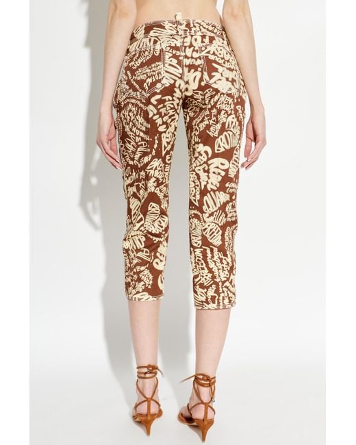 DSquared² Natural Cropped Printed Jeans
