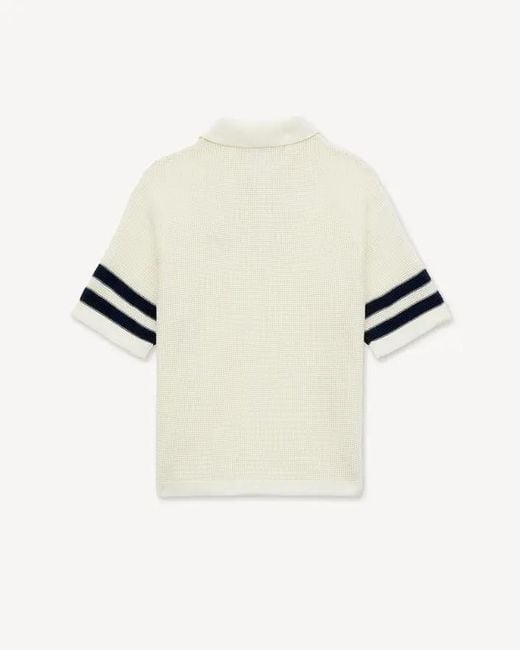 KENZO White Open-Weave Short-Sleeve Polo Shirt for men