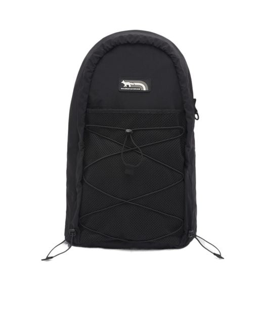 Maison Kitsuné Black Maison Kitsuné Flash Fox Patch Zipped Backpack for men