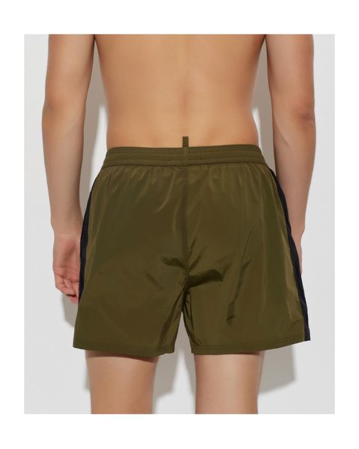 DSquared² Green Wide-Leg Swim Shorts for men