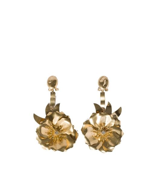 Miu Miu Metallic Metal Earrings With Crystals