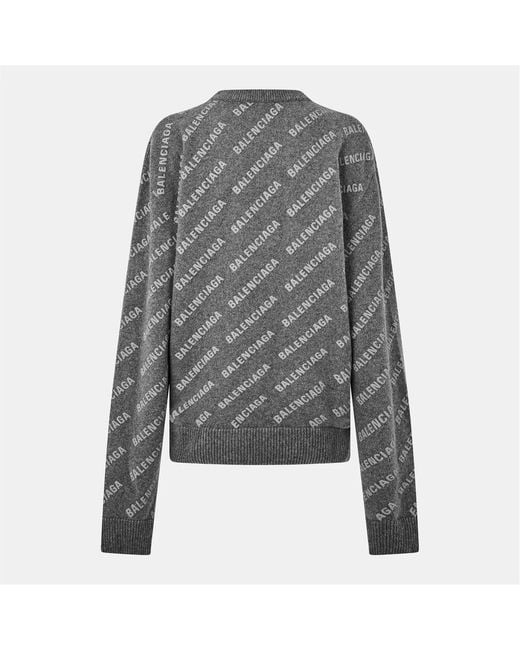 Balenciaga Gray Mini All-Over Logo Sweater