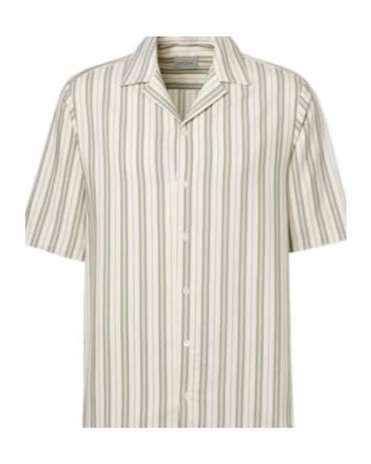 LeKasha White Striped Silk Bowling Shirt for men