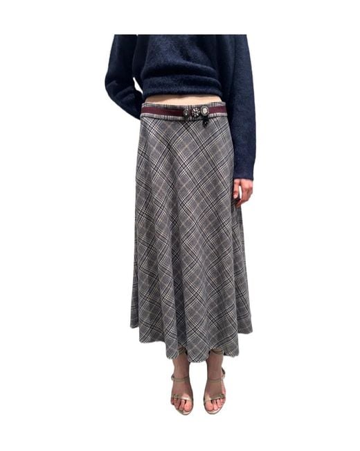 Max Mara Blue Plaid Midi Skirt