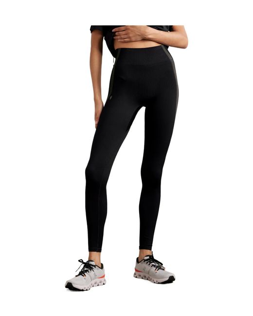 On Shoes Black Studio Striped Ribbed Stretch Recycled Leggings