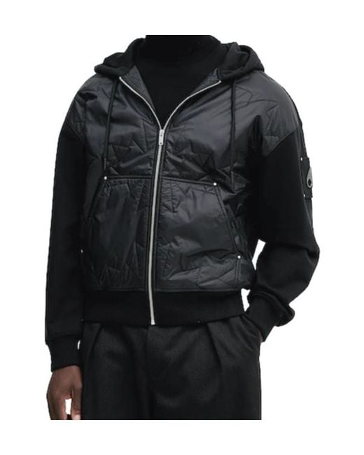 Moose Knuckles Black Quilted Zipped Jacket for men