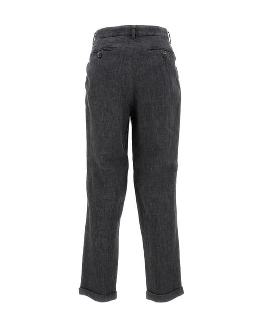 Barena Gray Straight-Leg Turn-Up Hem Pants for men